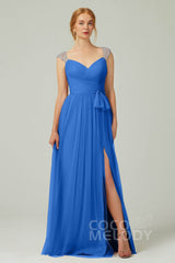 A-Line Floor Length Tulle Bridesmaid Dress CB0313