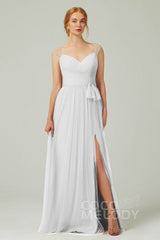 A-Line Floor Length Tulle Bridesmaid Dress CB0313PS