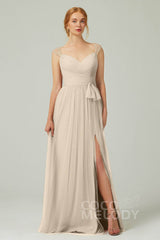 A-Line Floor Length Tulle Bridesmaid Dress CB0313