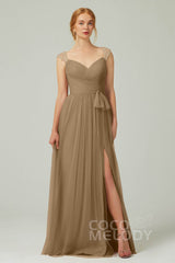 A-Line Floor Length Tulle Bridesmaid Dress CB0313