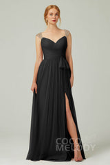 A-Line Floor Length Tulle Bridesmaid Dress CB0313
