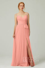 A-Line Floor Length Tulle Bridesmaid Dress CB0313PS