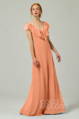 A-Line Floor Length Chiffon Bridesmaid Dress CB0323