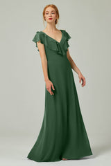 A-Line Floor Length Chiffon Bridesmaid Dress CB0323