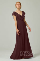 A-Line Floor Length Chiffon Bridesmaid Dress CB0323
