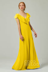 A-Line Floor Length Chiffon Bridesmaid Dress CB0323