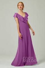 A-Line Floor Length Chiffon Bridesmaid Dress CB0323
