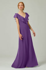A-Line Floor Length Chiffon Bridesmaid Dress CB0323