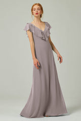 A-Line Floor Length Chiffon Bridesmaid Dress CB0323