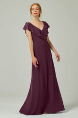 A-Line Floor Length Chiffon Bridesmaid Dress CB0323