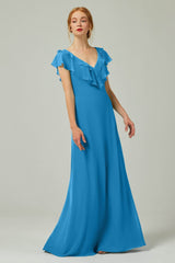 A-Line Floor Length Chiffon Bridesmaid Dress CB0323