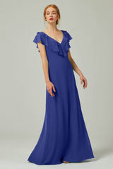 A-Line Floor Length Chiffon Bridesmaid Dress CB0323
