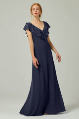 A-Line Floor Length Chiffon Bridesmaid Dress CB0323