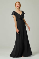 A-Line Floor Length Chiffon Bridesmaid Dress CB0323