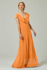 A-Line Floor Length Chiffon Bridesmaid Dress CB0323
