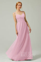 A-Line Floor Length Tulle Bridesmaid Dress CB0325