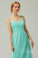 A-Line Floor Length Tulle Bridesmaid Dress CB0325