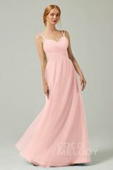 A-Line Floor Length Tulle Bridesmaid Dress CB0325