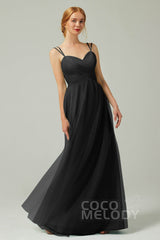 A-Line Floor Length Tulle Bridesmaid Dress CB0325