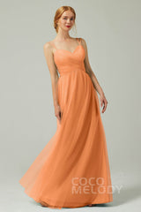 A-Line Floor Length Tulle Bridesmaid Dress CB0325