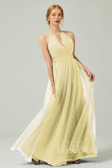 A-Line Floor Length Tulle Bridesmaid Dress CB0334PS