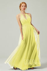 A-Line Floor Length Tulle Bridesmaid Dress CB0334PS