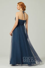 A-Line Floor Length Tulle Bridesmaid Dress CB0334PS