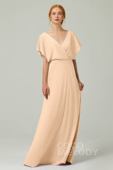 A-Line Floor Length Chiffon Bridesmaid Dress CB0351