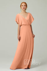 A-Line Floor Length Chiffon Bridesmaid Dress CB0351