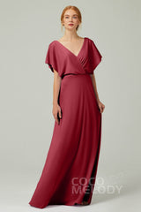 A-Line Floor Length Chiffon Bridesmaid Dress CB0351