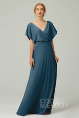A-Line Floor Length Chiffon Bridesmaid Dress CB0351