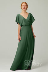 A-Line Floor Length Chiffon Bridesmaid Dress CB0351