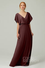 A-Line Floor Length Chiffon Bridesmaid Dress CB0351