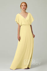 A-Line Floor Length Chiffon Bridesmaid Dress CB0351