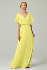 A-Line Floor Length Chiffon Bridesmaid Dress CB0351