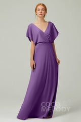A-Line Floor Length Chiffon Bridesmaid Dress CB0351