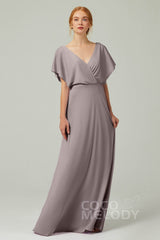 A-Line Floor Length Chiffon Bridesmaid Dress CB0351