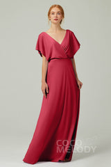 A-Line Floor Length Chiffon Bridesmaid Dress CB0351