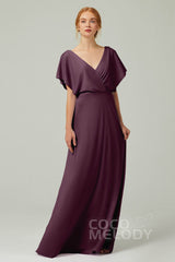 A-Line Floor Length Chiffon Bridesmaid Dress CB0351