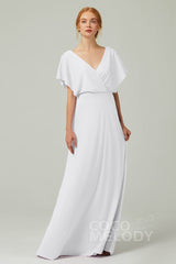 A-Line Floor Length Chiffon Bridesmaid Dress CB0351