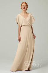 A-Line Floor Length Chiffon Bridesmaid Dress CB0351