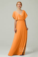 A-Line Floor Length Chiffon Bridesmaid Dress CB0351
