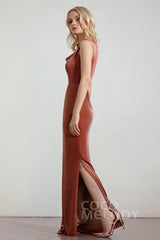 Sheath-Column Floor Length Velvet Bridesmaid Dress Formal Dresses CB0427