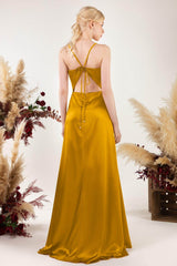 Sheath Sweep Luxe Satin Bridesmaid Dress Formal Dresses CB0498