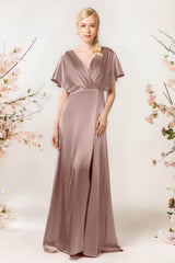 Sheath Sweep Luxe Satin Bridesmaid Dress Formal Dresses CB0505