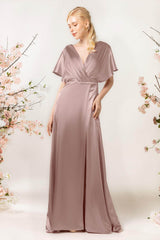 Sheath Sweep Luxe Satin Bridesmaid Dress Formal Dresses CB0505