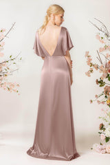 Sheath Sweep Luxe Satin Bridesmaid Dress Formal Dresses CB0505
