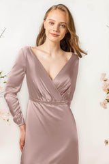 Sheath Sweep Luxe Satin Bridesmaid Dress Formal Dresses CB0506