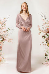 Sheath Sweep Luxe Satin Bridesmaid Dress Formal Dresses CB0506
