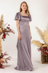 Sheath Sweep Luxe Satin Bridesmaid Dress Formal Dresses CB0511